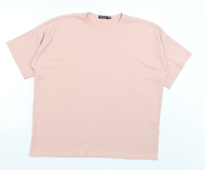 Nasty Gal Womens Pink Basic T-Shirt Size 12
