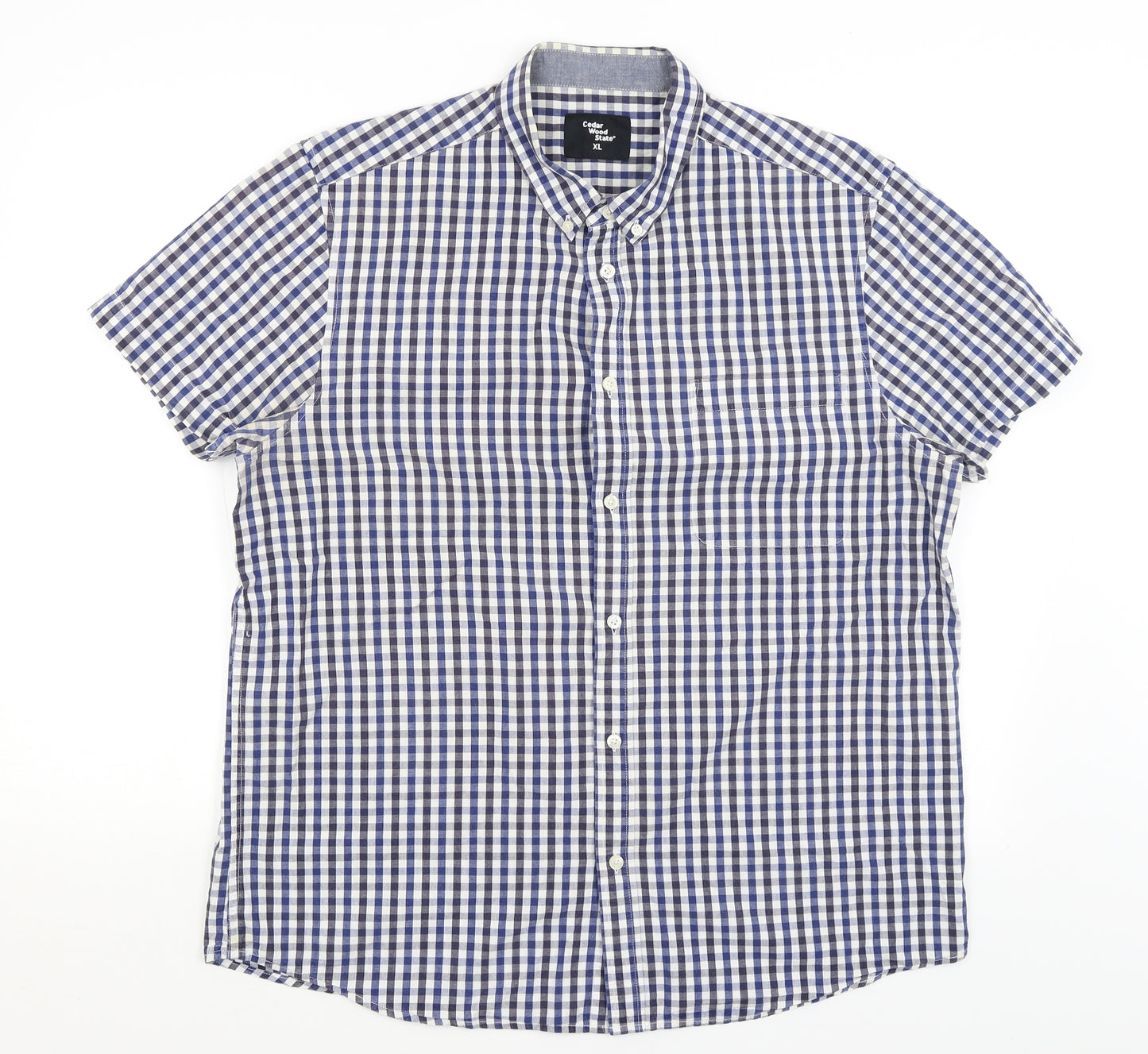 Cedar Wood State Mens Blue Check   Button-Up Size XL