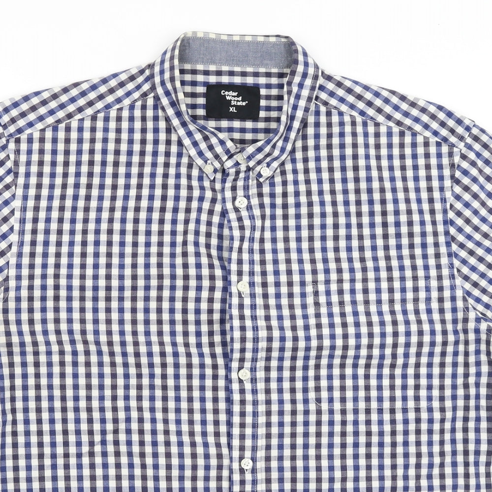 Cedar Wood State Mens Blue Check   Button-Up Size XL