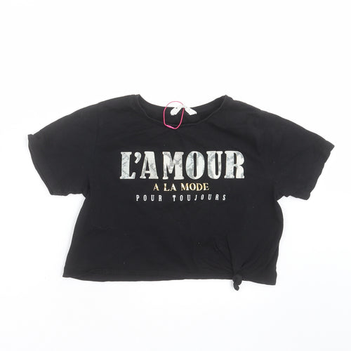 Candy Couture Girls Black   Cropped T-Shirt Size 11 Years  - l'amour