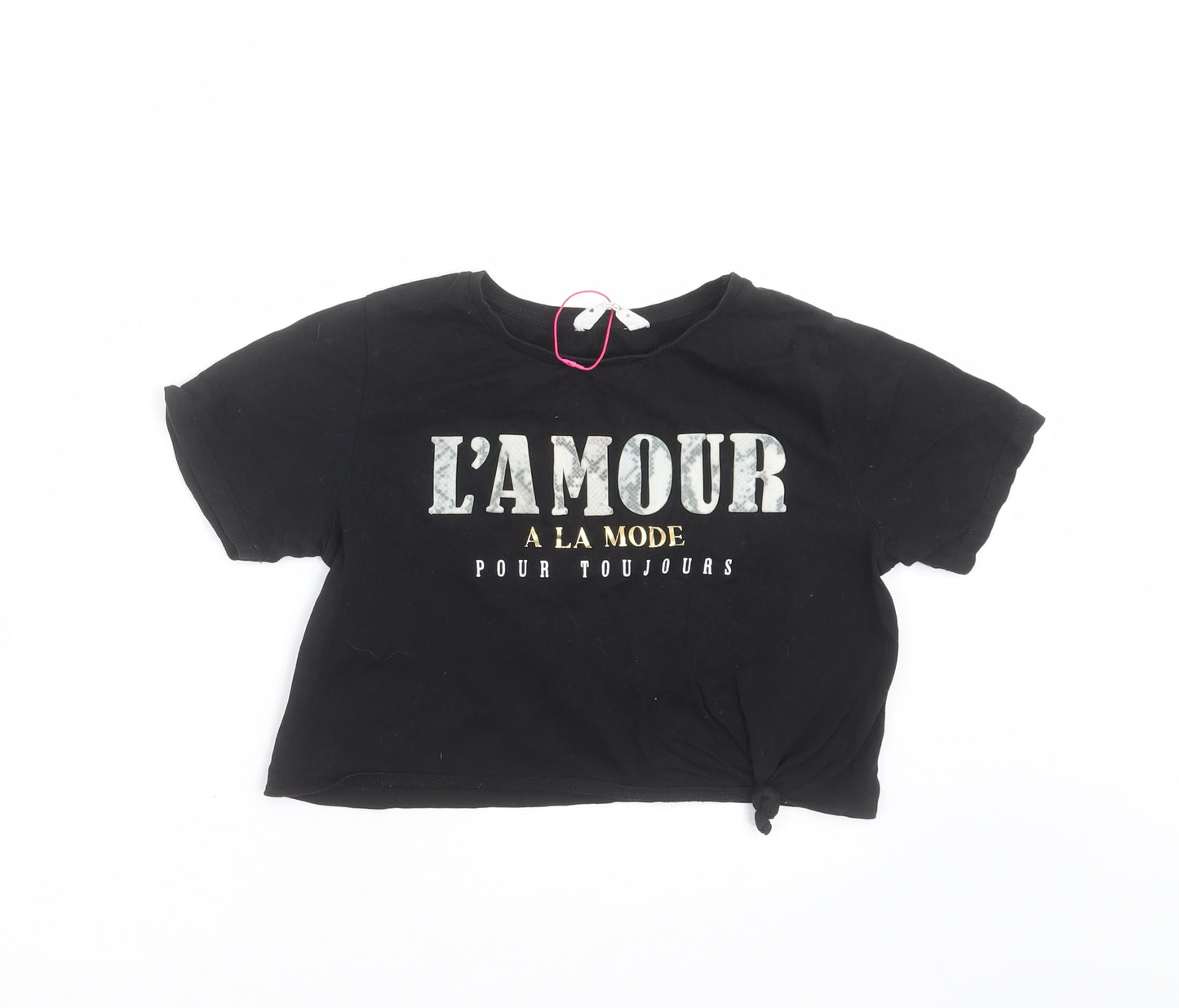 Candy Couture Girls Black   Cropped T-Shirt Size 11 Years  - l'amour
