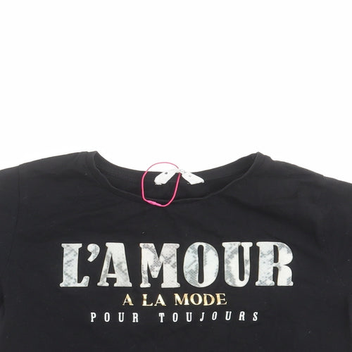 Candy Couture Girls Black   Cropped T-Shirt Size 11 Years  - l'amour