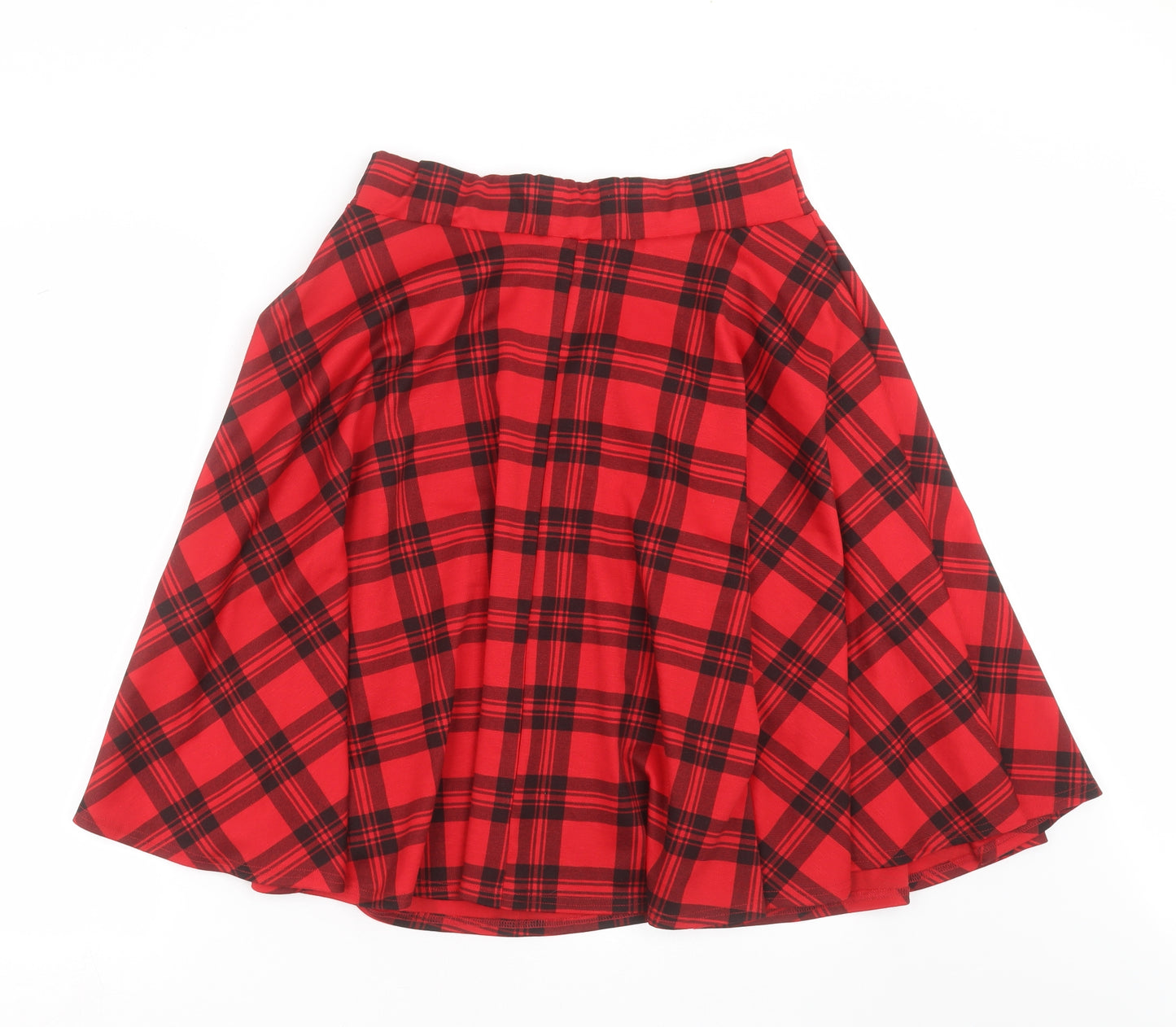 Preworn Womens Red Check  A-Line Skirt Size 14