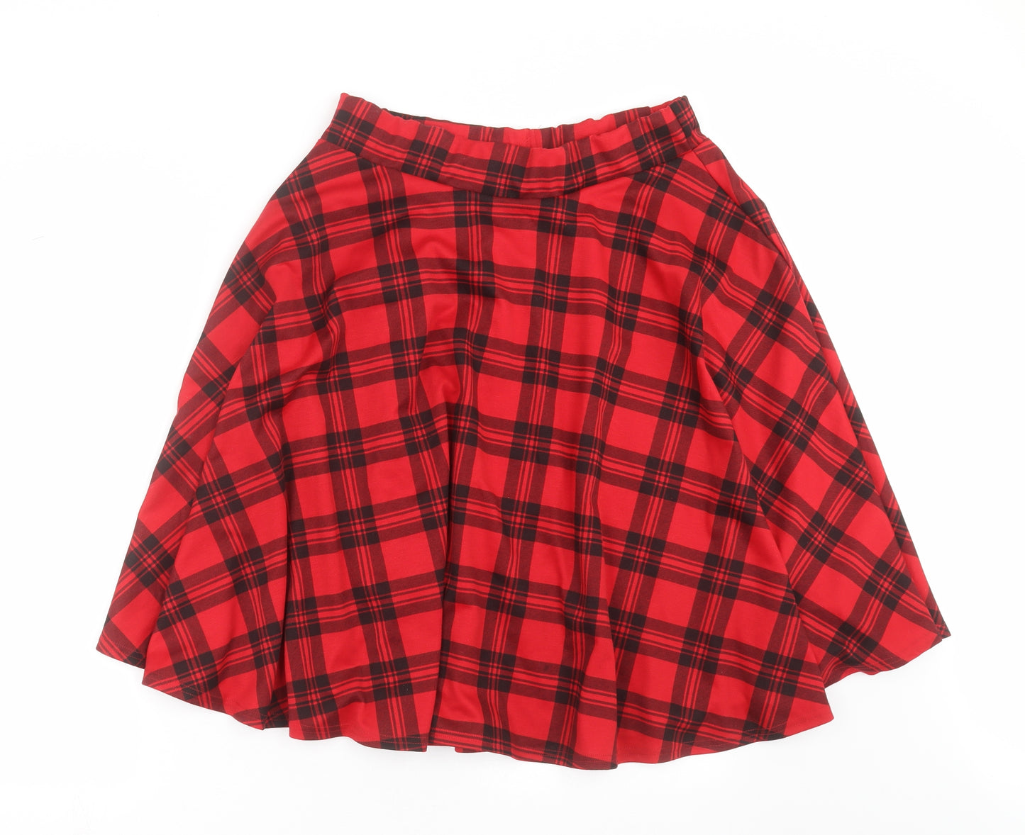 Preworn Womens Red Check  A-Line Skirt Size 14