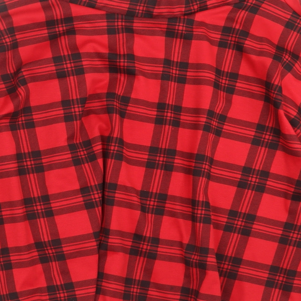 Preworn Womens Red Check  A-Line Skirt Size 14