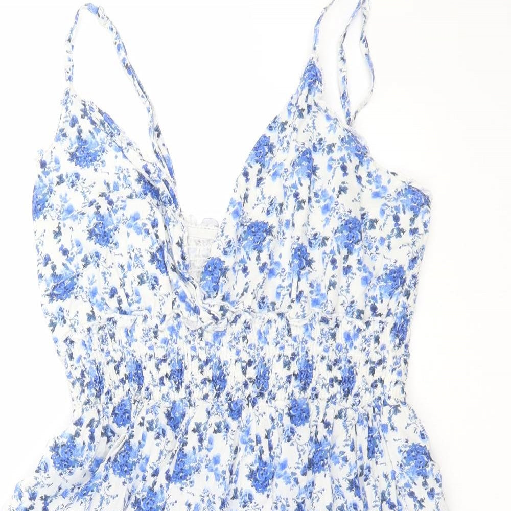 earth angel  Womens Blue Floral  Fit & Flare  Size M