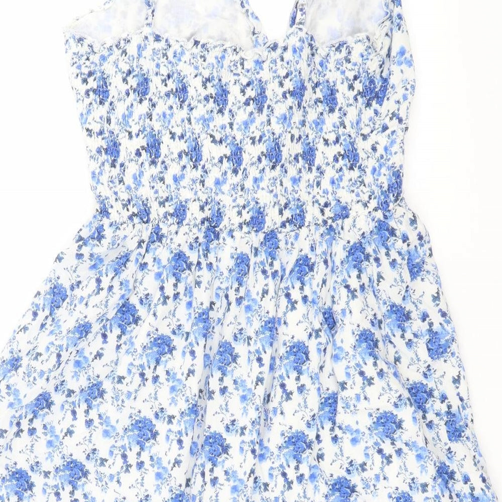 earth angel  Womens Blue Floral  Fit & Flare  Size M