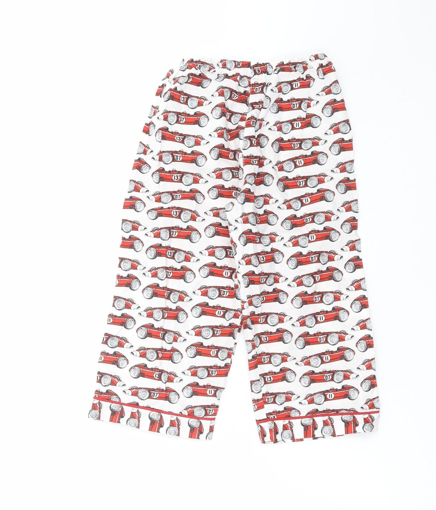 Preworn Boys White    Pyjama Pants Size 4-5 Years  - car print
