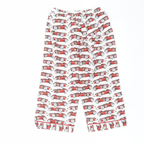 Preworn Boys White    Pyjama Pants Size 4-5 Years  - car print