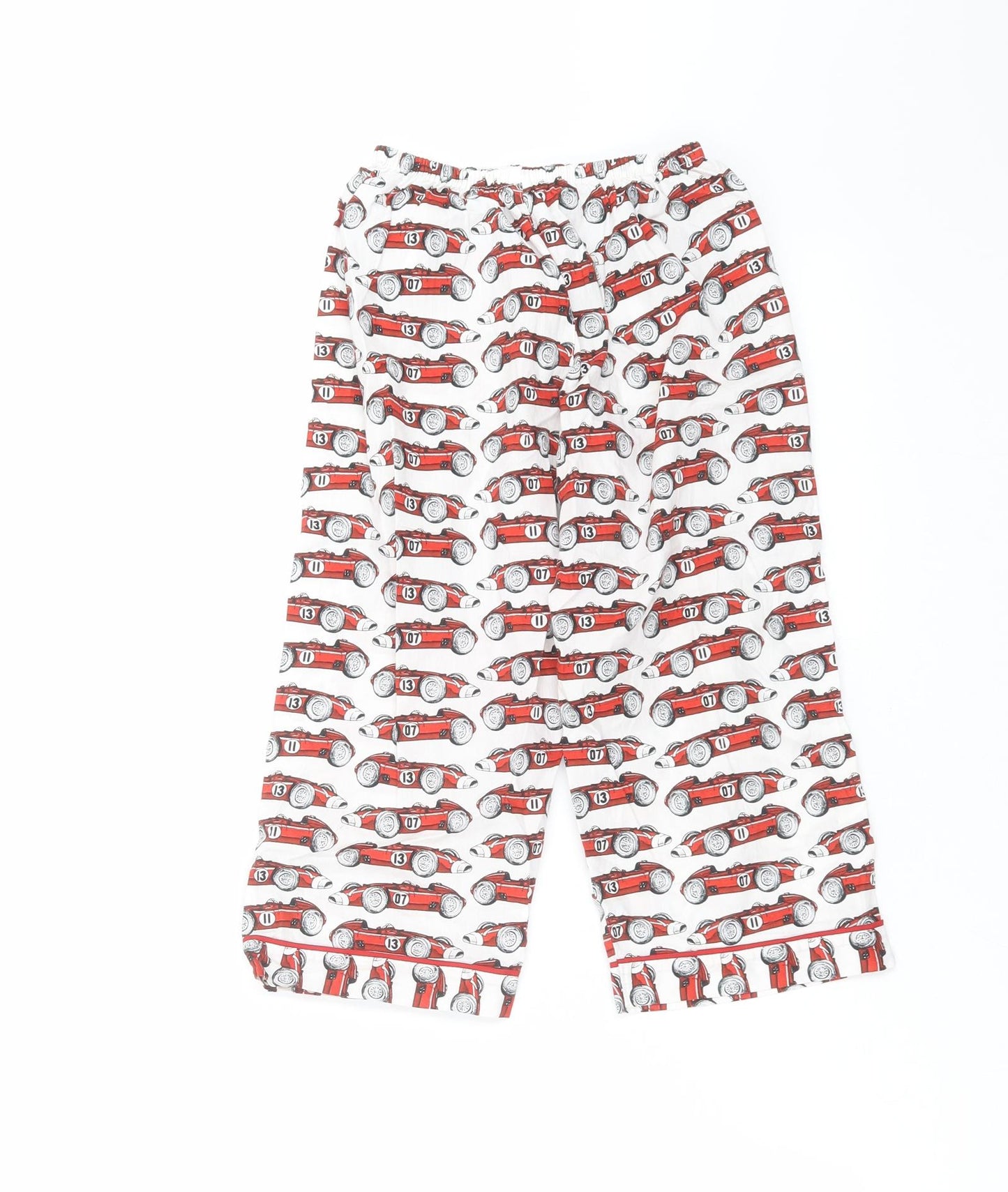 Preworn Boys White    Pyjama Pants Size 4-5 Years  - car print
