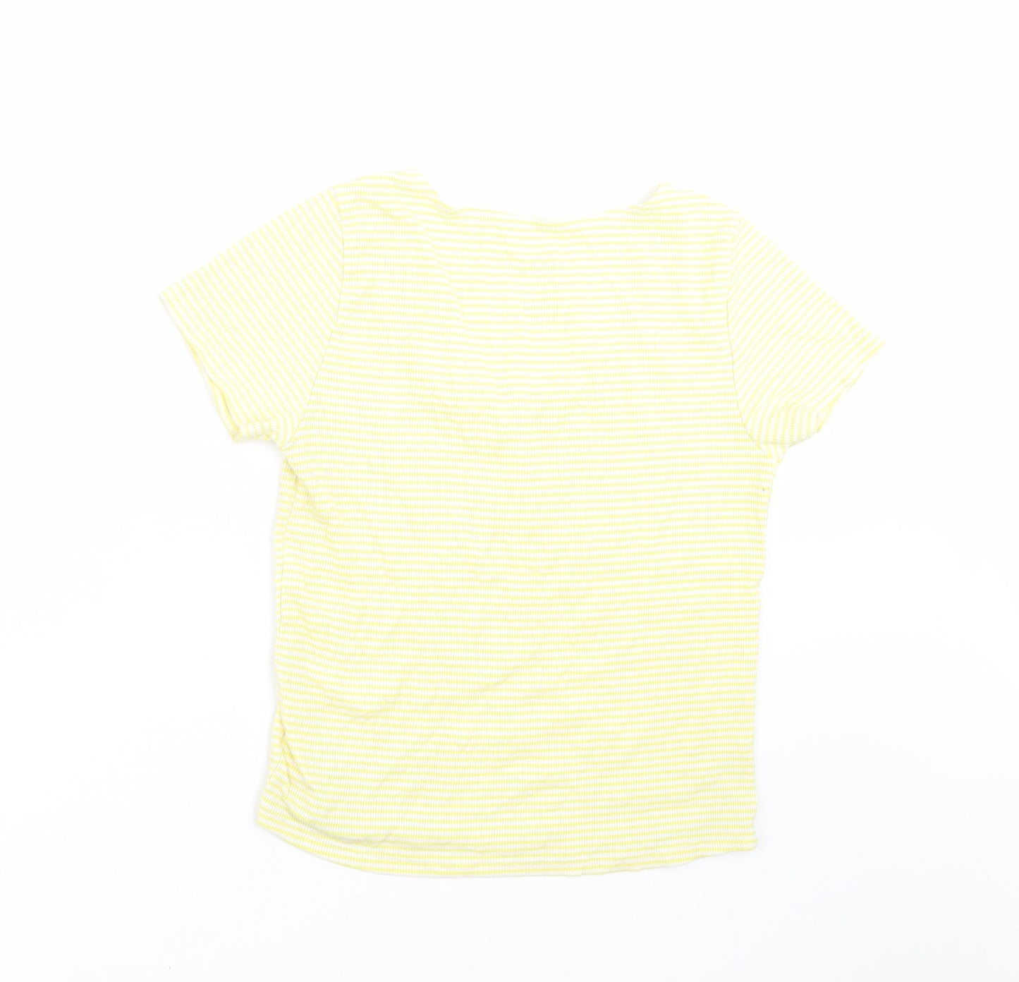 SOFT & SEXY Womens Yellow Striped  Basic T-Shirt Size L