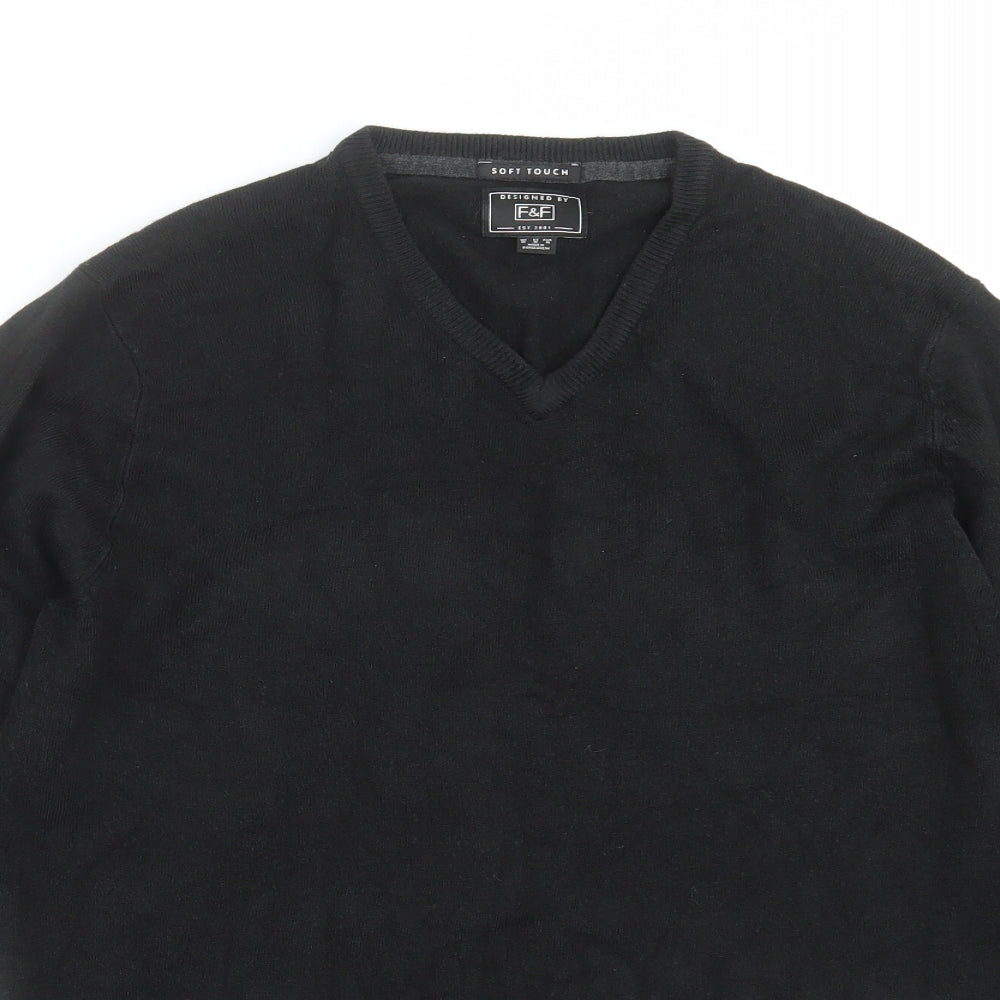 F&F Mens Black  Knit Pullover Jumper Size M