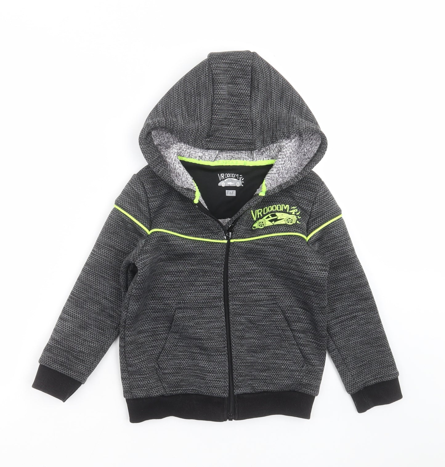 F&F Boys Grey Geometric  Full Zip Hoodie Size 6-7 Years