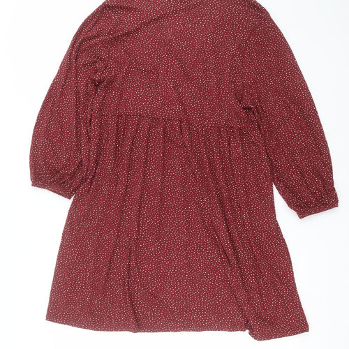 Pull&Bear Womens Purple Polka Dot  T-Shirt Dress  Size XL  - burgundy