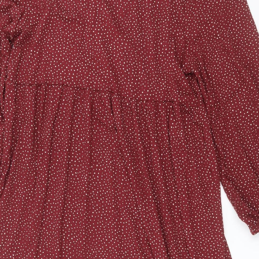 Pull&Bear Womens Purple Polka Dot  T-Shirt Dress  Size XL  - burgundy