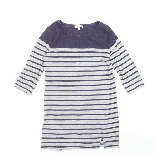 Papaya Womens Grey Striped  Basic T-Shirt Size 8