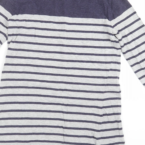 Papaya Womens Grey Striped  Basic T-Shirt Size 8