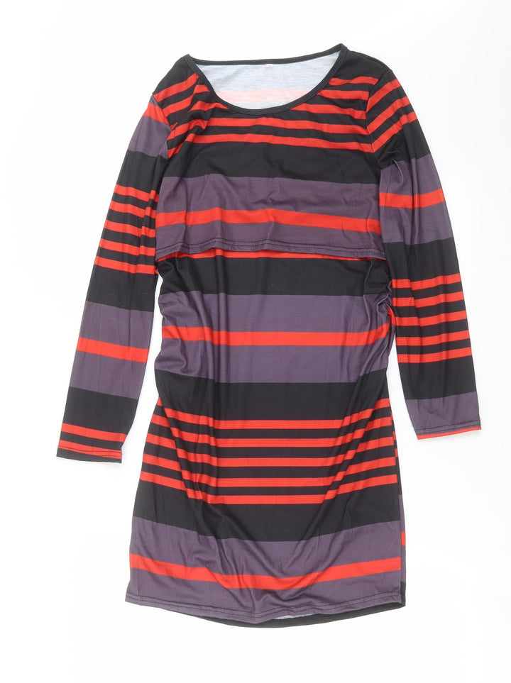 Preworn Womens Black Striped Shift Size S