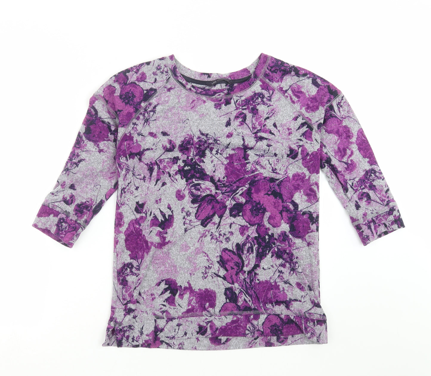 Marks and Spencer Womens Grey Floral  Pullover Jumper Size 8