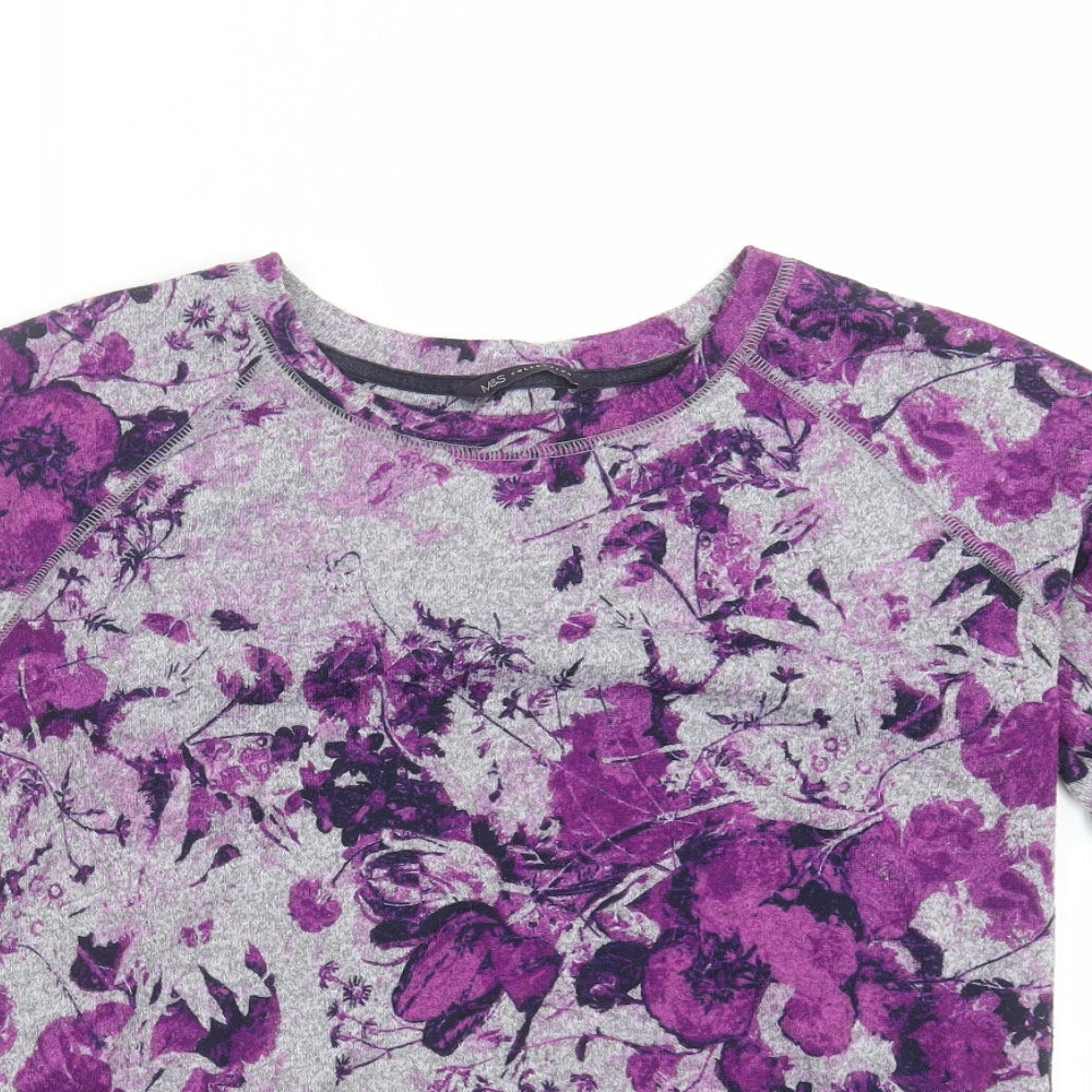 Marks and Spencer Womens Grey Floral  Pullover Jumper Size 8