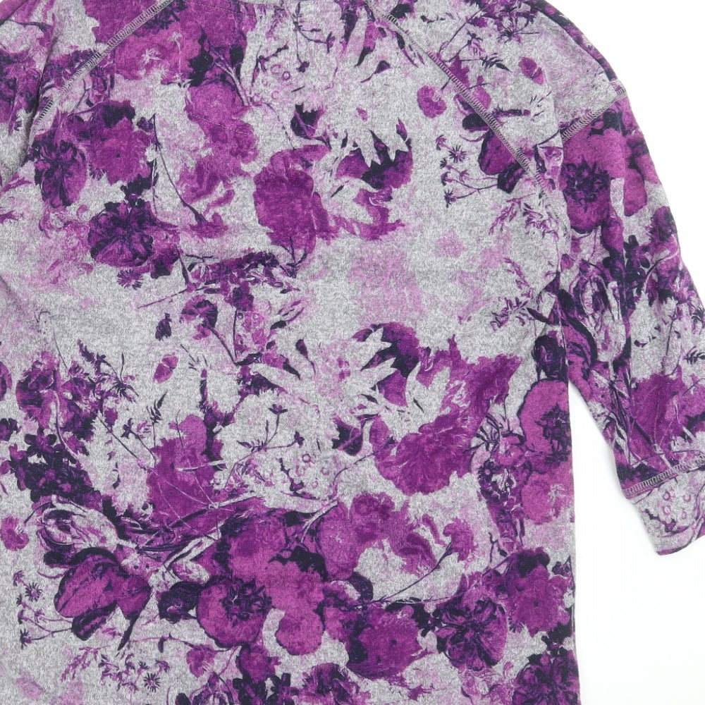 Marks and Spencer Womens Grey Floral  Pullover Jumper Size 8