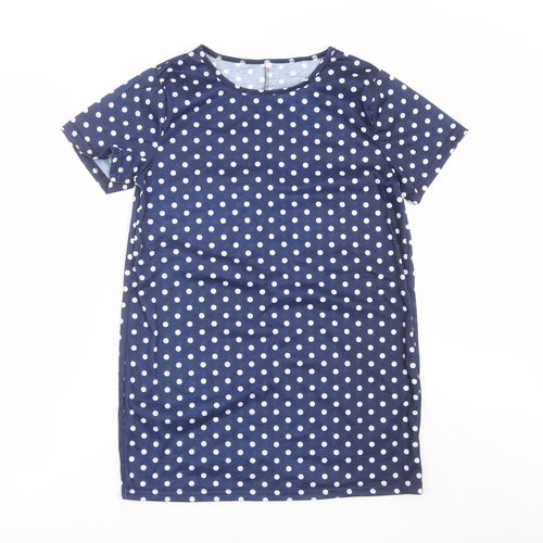 Preworn Womens Blue Polka Dot  T-Shirt Dress  Size S