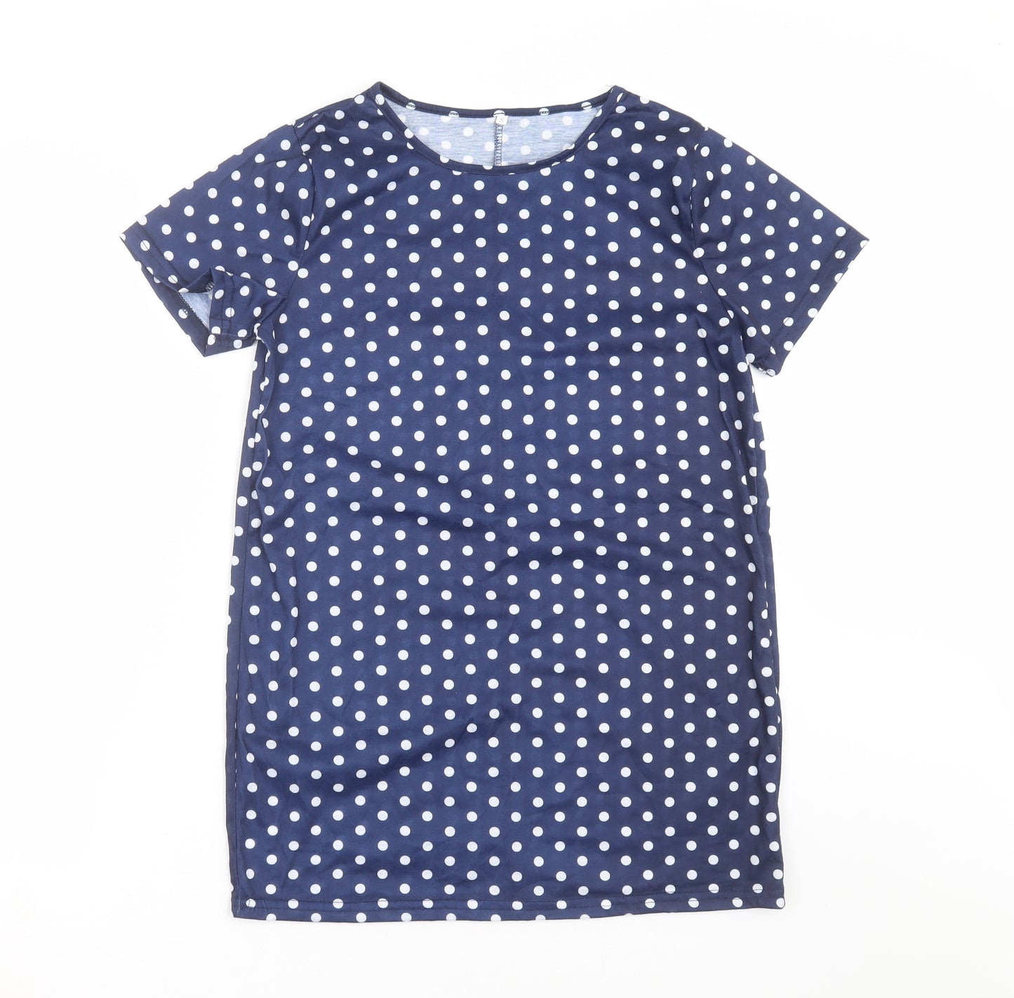 Preworn Womens Blue Polka Dot  T-Shirt Dress  Size S