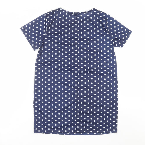 Preworn Womens Blue Polka Dot  T-Shirt Dress  Size S