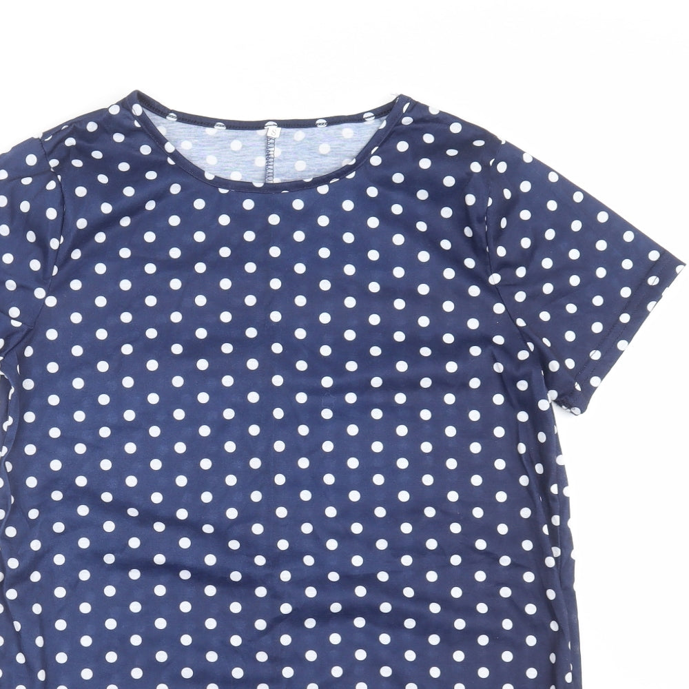 Preworn Womens Blue Polka Dot  T-Shirt Dress  Size S