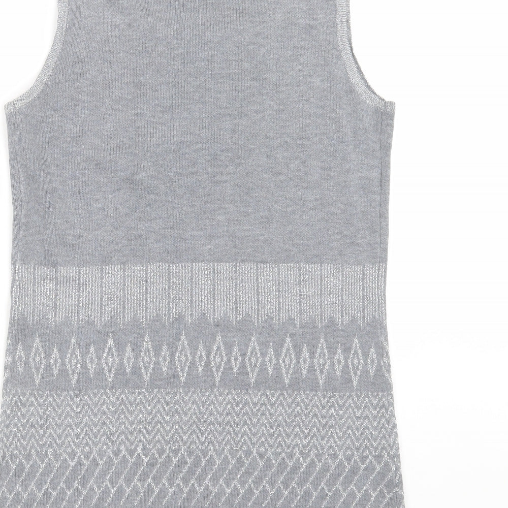 Kaleidoscope Womens Grey Geometric Knit Pullover Jumper Size 14