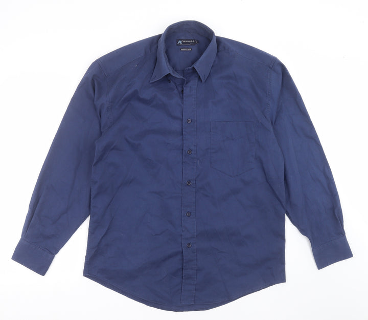 ARMANDO Mens Blue Button-Up Size M
