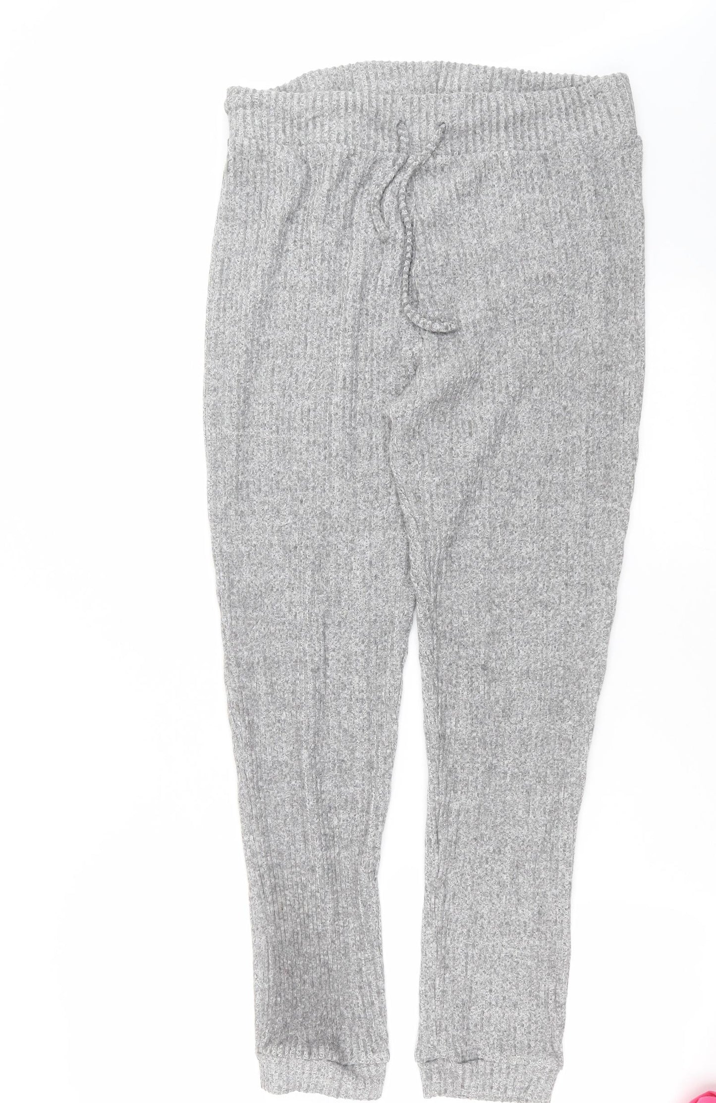 PEP&CO Womens Grey Striped Knit Jogger Trousers Size 14 L28 in