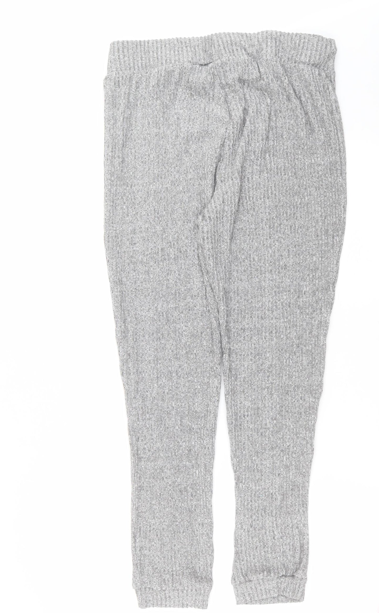 PEP&CO Womens Grey Striped Knit Jogger Trousers Size 14 L28 in