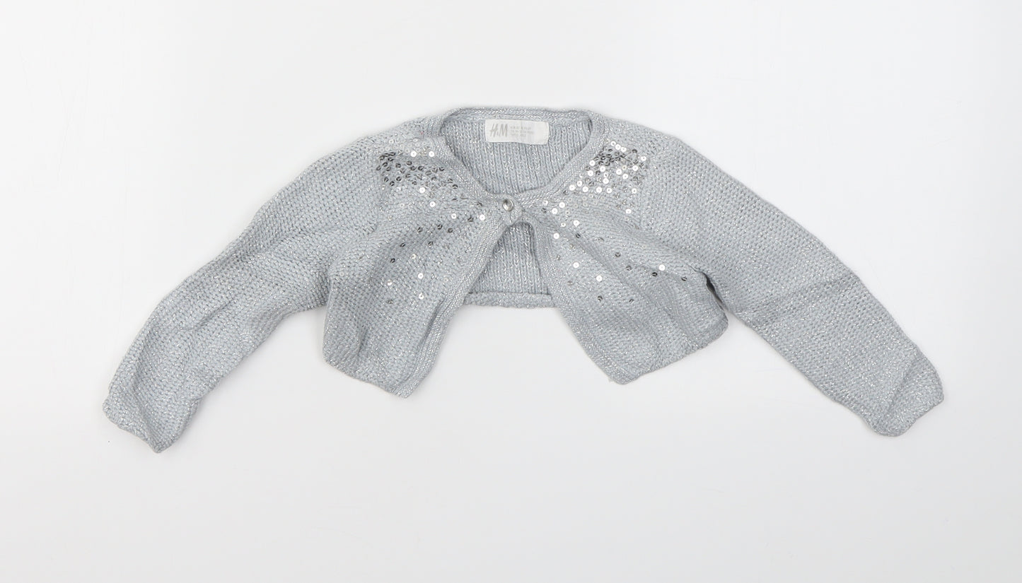 H&M Girls Grey   Cardigan Jumper Size 12-18 Months