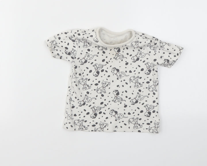 George Girls Grey Animal Print  Basic T-Shirt Size 9-12 Months