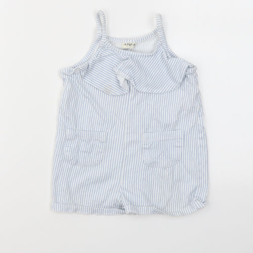 F&F Girls Blue Striped  Dungaree One-Piece Size 12-18 Months