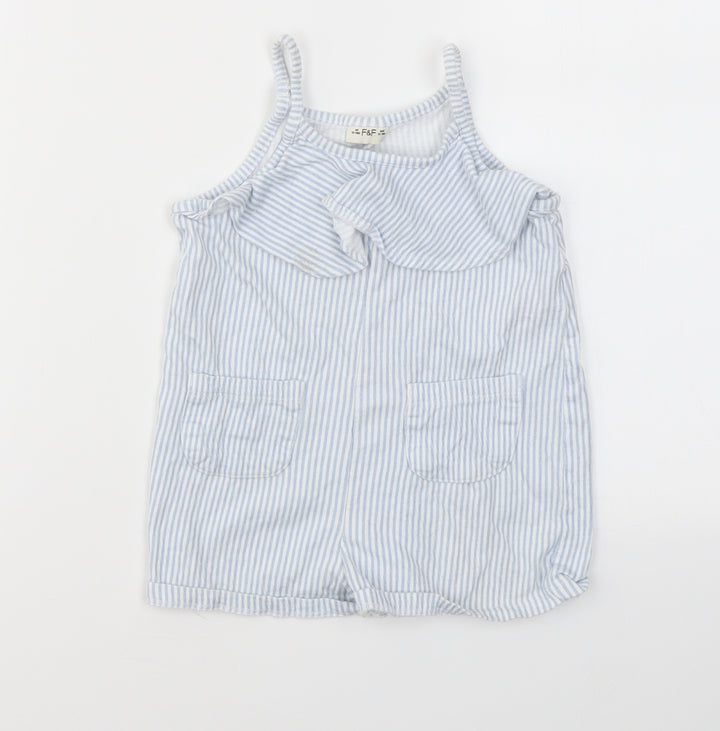 F&F Girls Blue Striped Dungaree One-Piece Size 12-18 Months