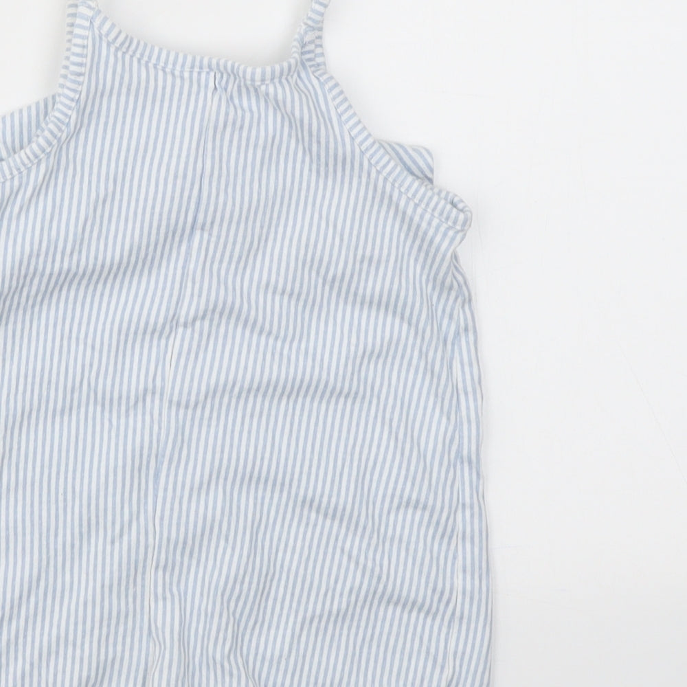 F&F Girls Blue Striped  Dungaree One-Piece Size 12-18 Months