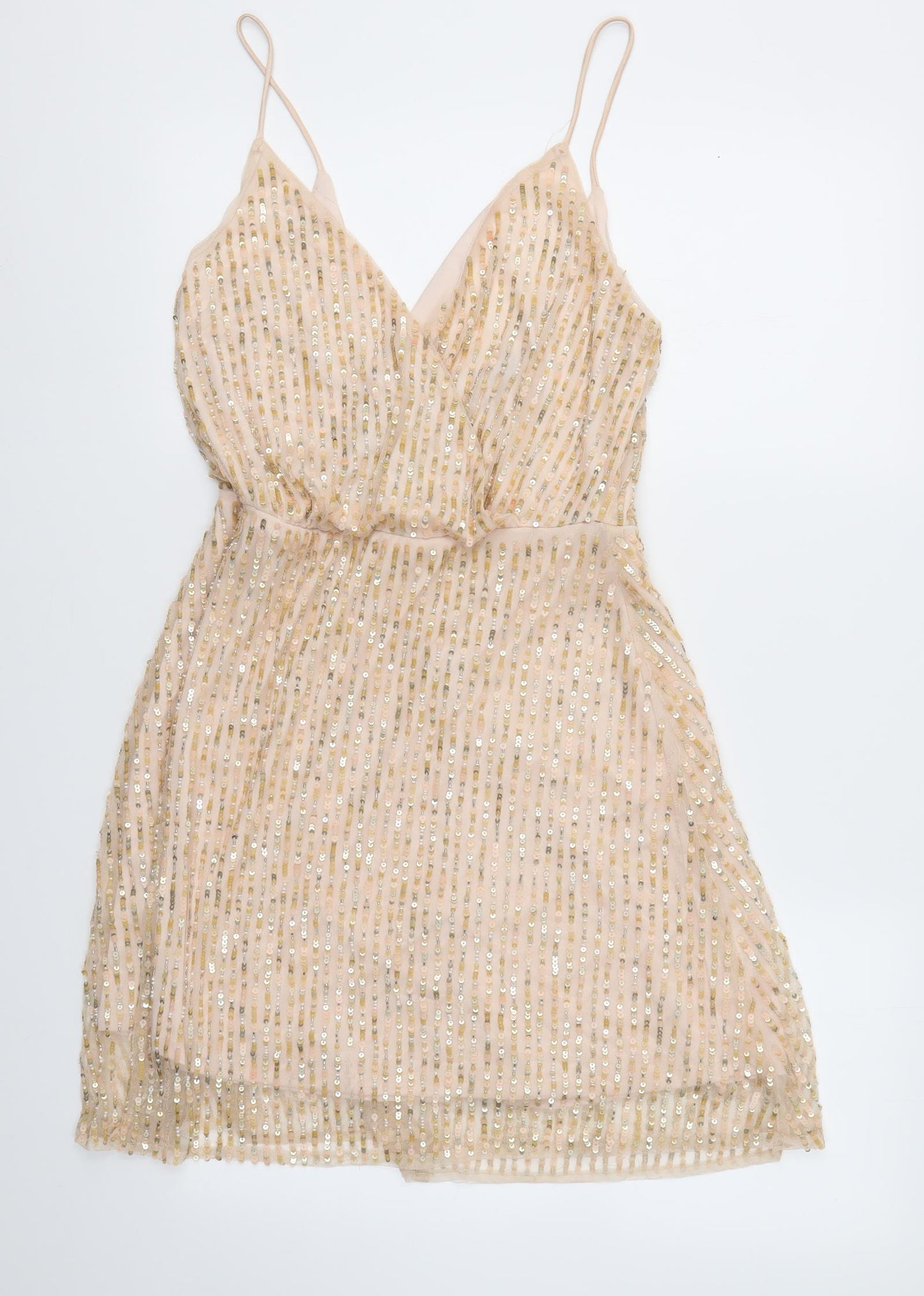 Bershka Womens Gold Houndstooth  Fit & Flare  Size L