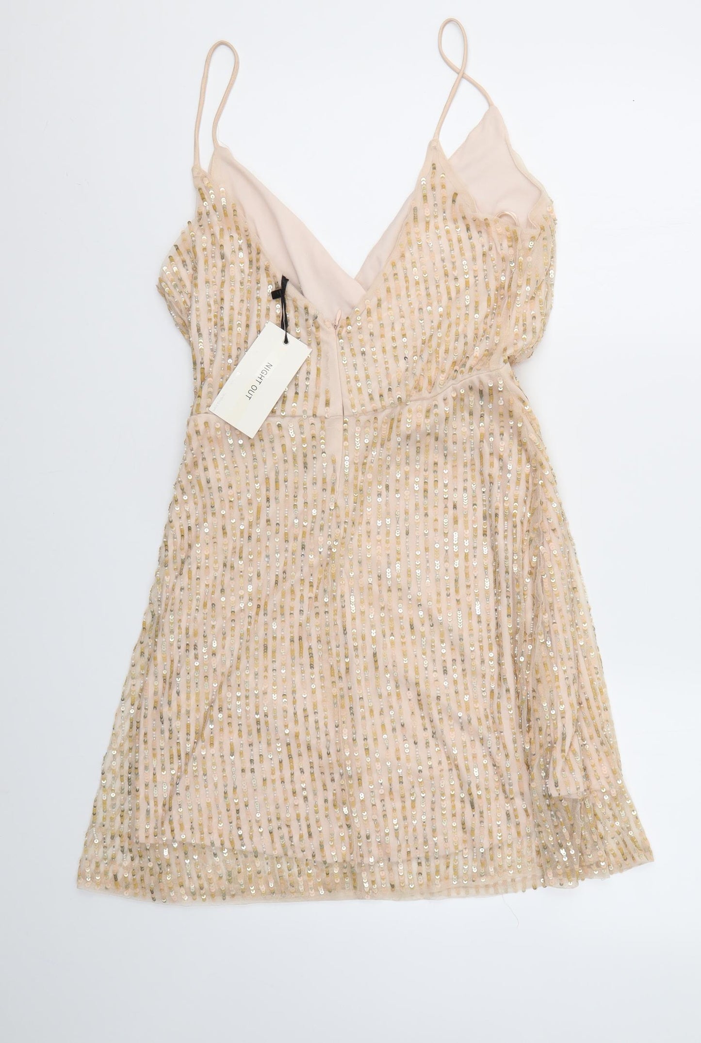 Bershka Womens Gold Houndstooth  Fit & Flare  Size L
