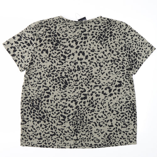 M&S Womens Green Animal Print  Basic T-Shirt Size 14