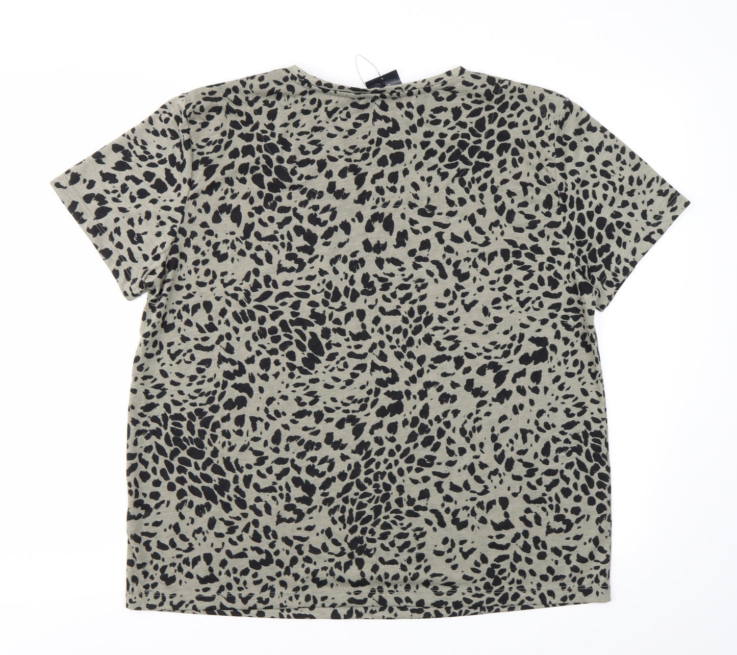 M&S Womens Green Animal Print  Basic T-Shirt Size 14