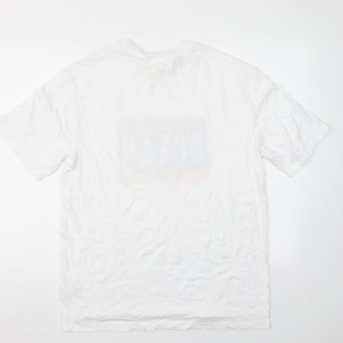 H&M  Mens White Geometric   T-Shirt Size M