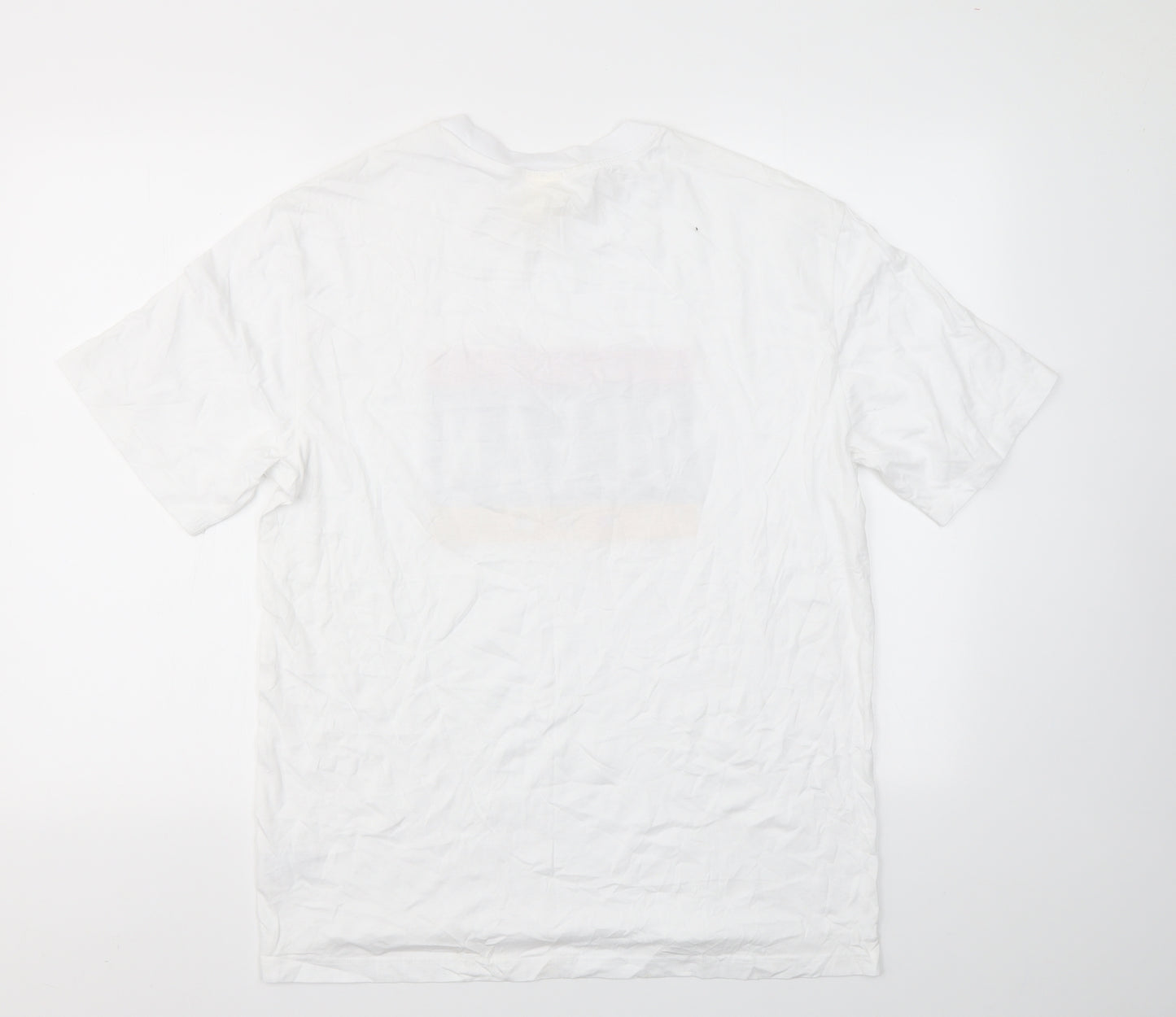 H&M  Mens White Geometric   T-Shirt Size M