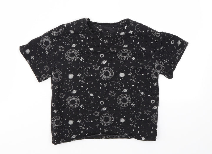 NEXT Girls Black Argyle/Diamond  Basic T-Shirt Size 3 Years
