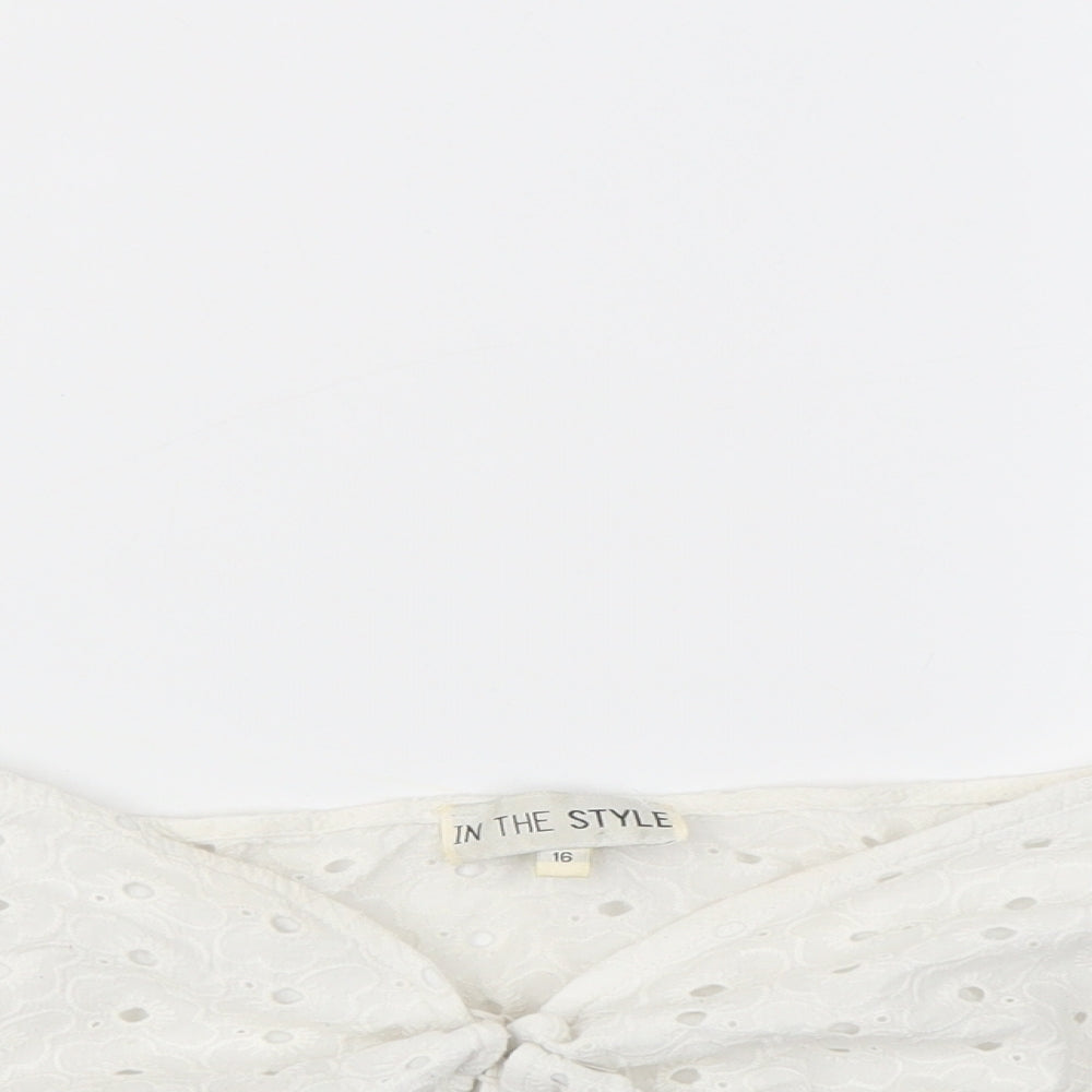 In the Style Womens White   Basic T-Shirt Size 16