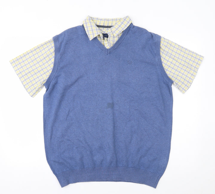 Lincoln Mens Blue Button-Up Size L