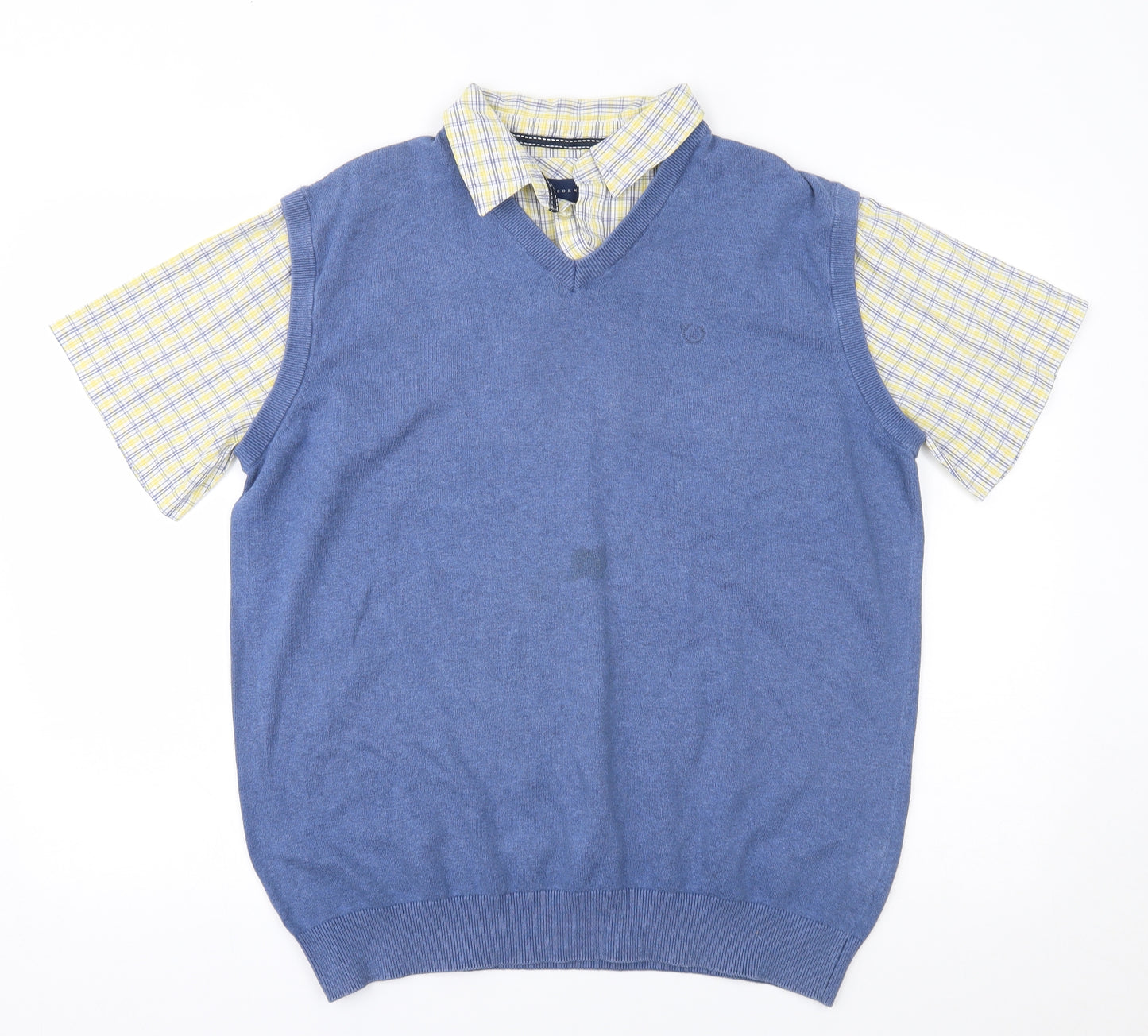 Lincoln Mens Blue    Button-Up Size L