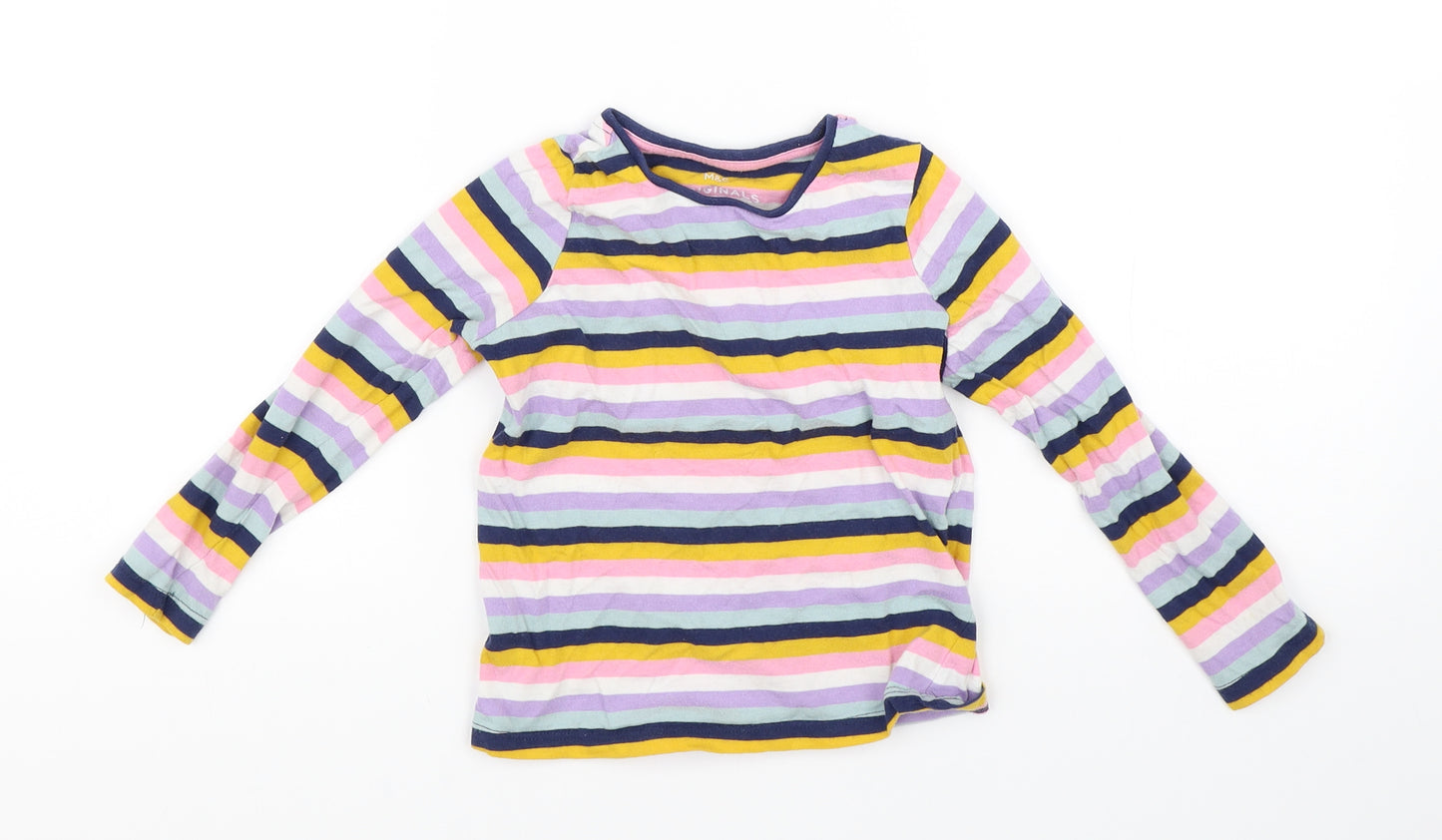 Marks and Spencer Girls Multicoloured Striped  Basic T-Shirt Size 4-5 Years