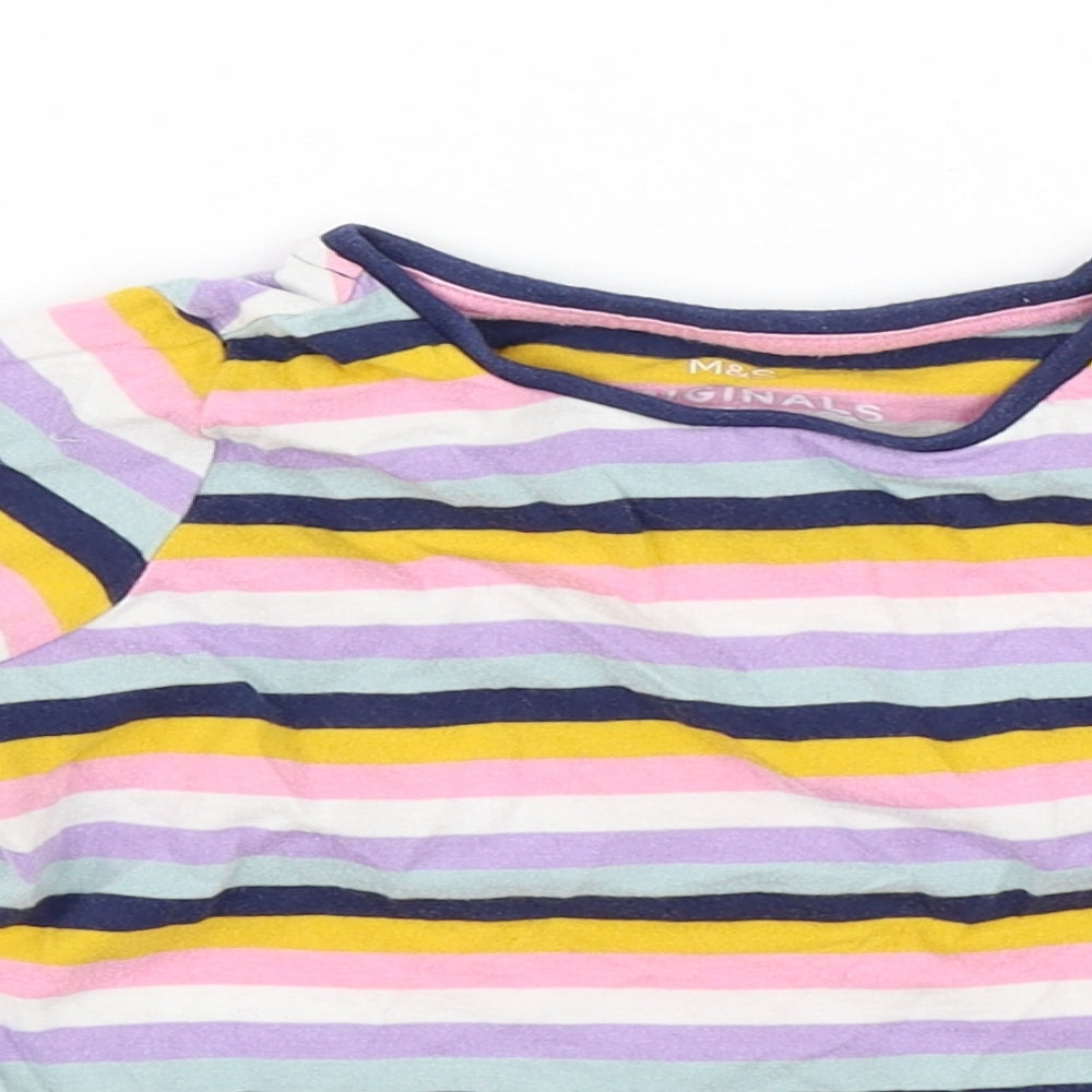 Marks and Spencer Girls Multicoloured Striped  Basic T-Shirt Size 4-5 Years